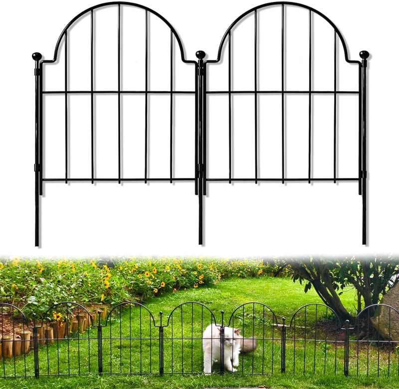 Photo 1 of Garden Fence, 22 in(H) x 130 in(L) Arched Rustproof Metal No Dig Fence Garden Fence Border, Ground Stake Animal Barrier Fence for Rabbit Dog, Outdoor Decor for Yard & Patio