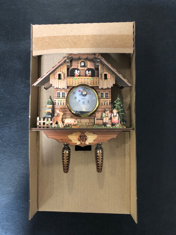 Photo 1 of Traditional MDF Black Forest Style Cuckoo Clock with Swinging Pendulum - No Coo Coo Sound But Cute Decorative Wall Clock for Home Livingroom Decor (Antique Style-10)