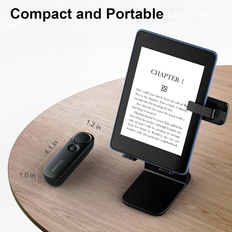 Photo 1 of RF Remote Control Page Turner for Kindle Reading, E-Reader Controller Wireless Page Turner Camera Remote Shutter Selfie Controller for E-book iPad iPhone Android Comics, and Storage Bag, Balck