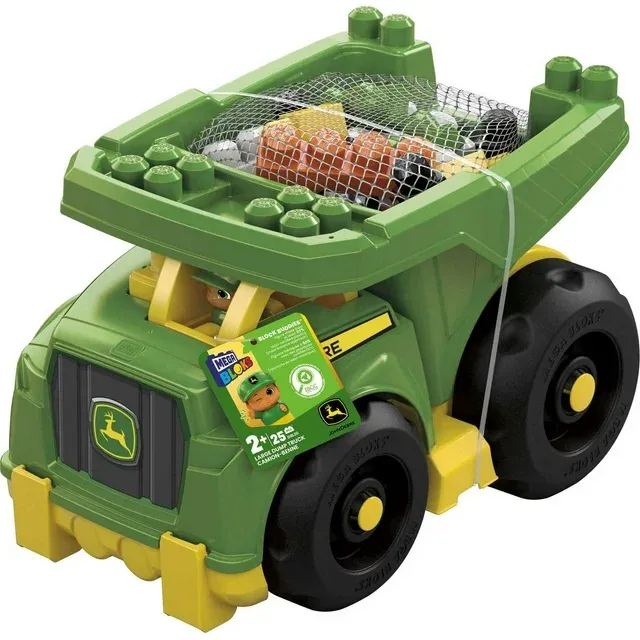 Photo 1 of MEGA BLOKS Fisher-Price Building Toy Blocks John Deere Dump Truck (25 Pieces) For Toddler
