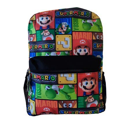 Photo 1 of Super Mario Backpack 16 All Over Print Luigi Toad Yoshi Nintendo
