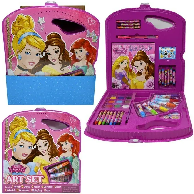 Photo 1 of 1 SET Princess Character Art Tote. PDQ- ART PAD, CRAYON, MARKER, GEL PEN, STICKER ROLL, WATERCOLORS, MIXING TRAY & BRUSH
