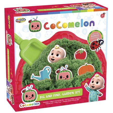 Photo 1 of CoComelon Dig & Find Garden Set- 9 Piece Sand Activity for Kids with Reusable Tray Shovel and Charms
