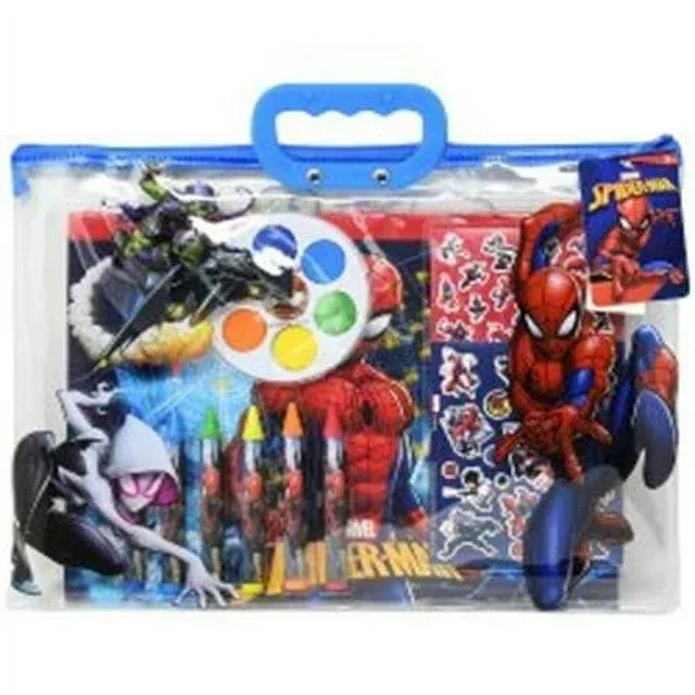 Photo 2 of Spiderman Activity Art Set - Stationary Art Kit for Kids in Zipper Tote Includes Stickers Crayons Watercolors and Coloring Book Ideal Art Supplie
