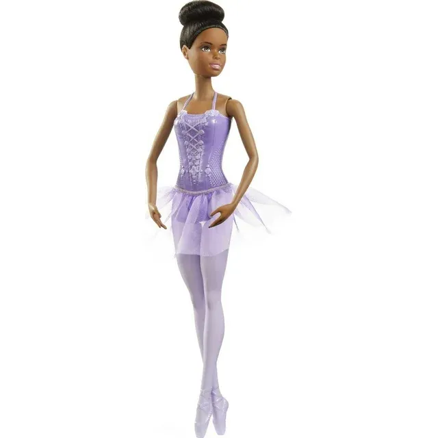 Photo 1 of Barbie Ballerina Doll in Purple Tutu with Black Hair, Brown Eyes, Ballet Arms & Sculpted Toe Shoes
