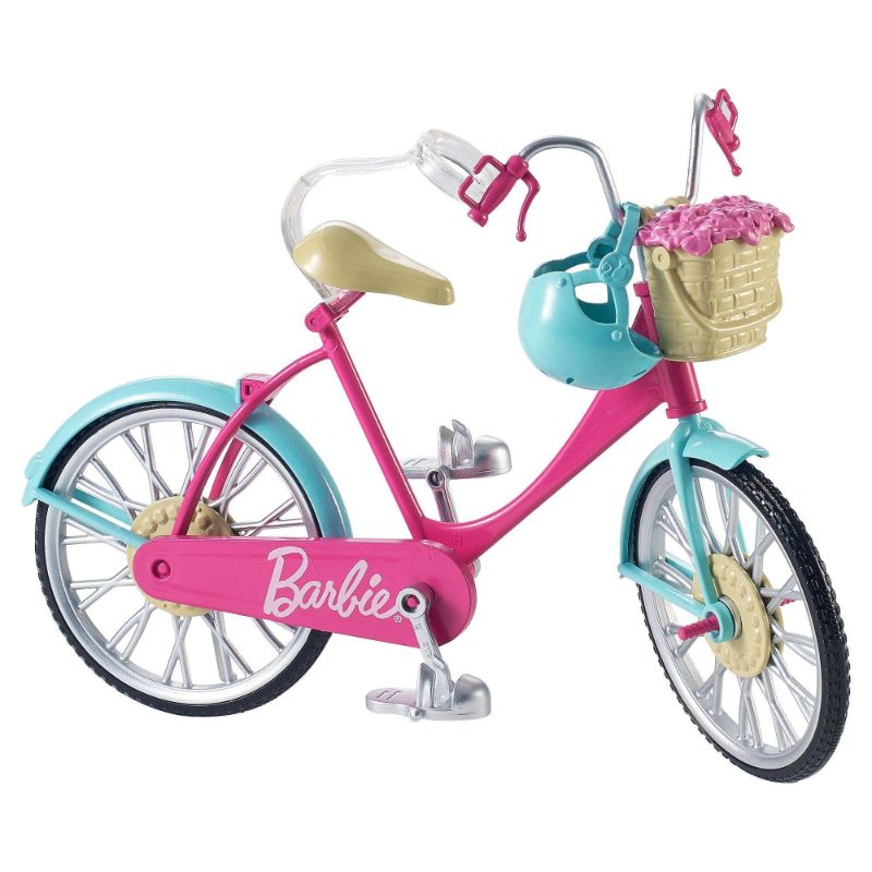 Photo 1 of Barbie Bicycle with Basket of Flowers for Dolls
