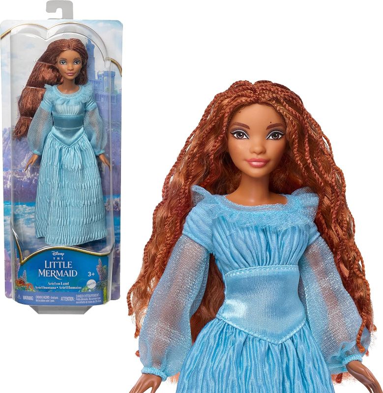 Photo 1 of Disney the Little Mermaid Ariel Fashion Doll on Land in Signature Blue Dress
