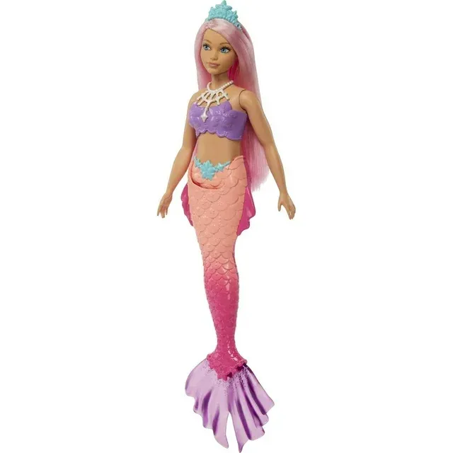 Photo 1 of Barbie Dreamtopia Mermaid Doll with Curvy Body, Pink Hair & Tail & Tiara Accessory
