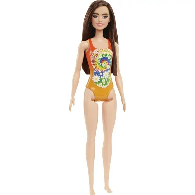 Photo 1 of Barbie Swimsuit Beach Doll with Brown Hair & Orange Tie-Dye Suit
