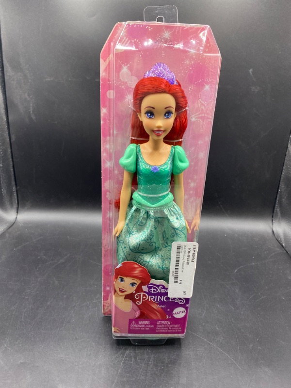 Photo 2 of Mattel Disney Princess Ariel Fashion Doll, Sparkling Look with Red Hair, Blue Eyes & Tiara Accessory
