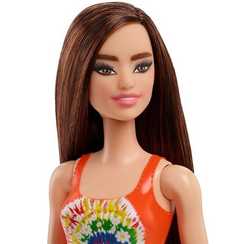 Photo 1 of Barbie Swimsuit Beach Doll with Brown Hair & Orange Tie-Dye Suit
