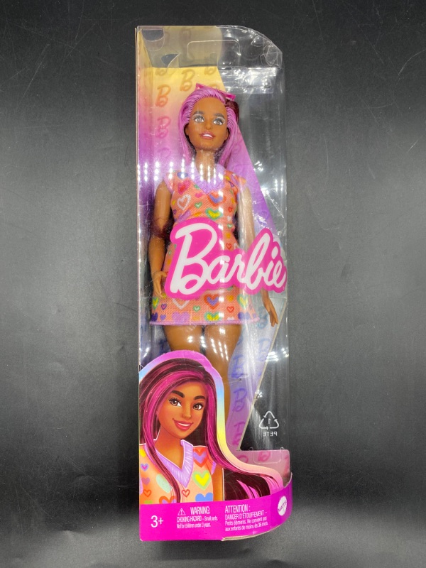 Photo 2 of Barbie Fashionistas Doll #207 with Pink-Streaked Hair and Heart Dress
