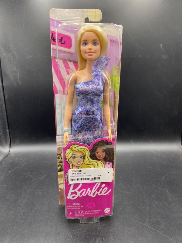 Photo 2 of Barbie Blonde Hair Blue Eyes with Short Blue Sequins Mini Dress and Silver Platform Shoes
