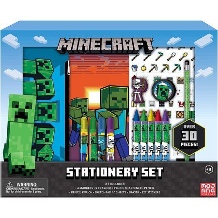 Photo 1 of Minecraft Kids Coloring Art Set with Pencil Case Markers Crayons and Stickers 30 Piece Set
