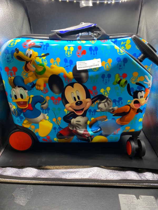 Photo 1 of Disney Mickey Mouse Ride on Suitcase for Kids, 18'' Suitcase with Seat for Kids, Cute Lightweight Kids Travel Suitcase Trolley