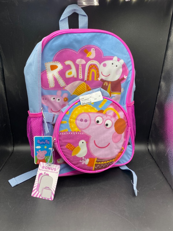 Photo 2 of Girls Peppa Pig 16" Backpack Rain w/ Detachable Insulated Lunch Bag set
