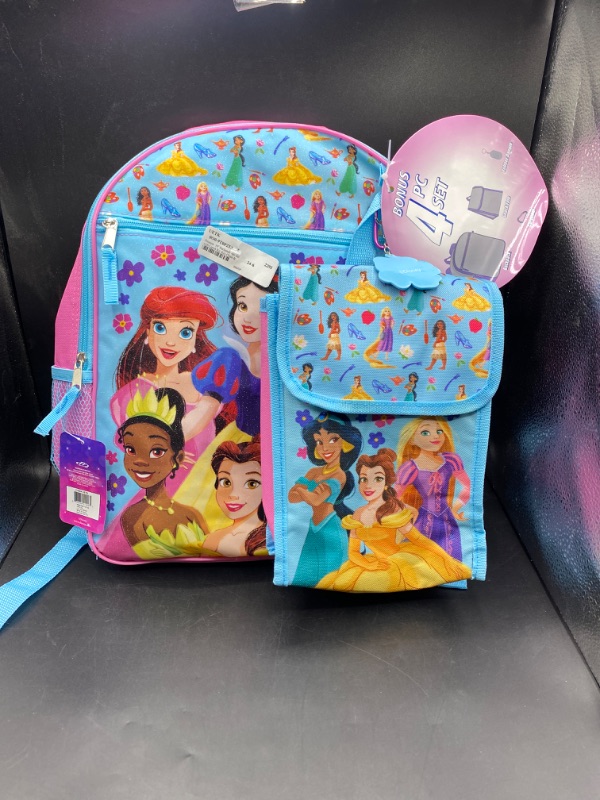 Photo 2 of Disney Princess 16" Backpack 4pc Set with Lunch Kit, Key Chain & Carabiner
