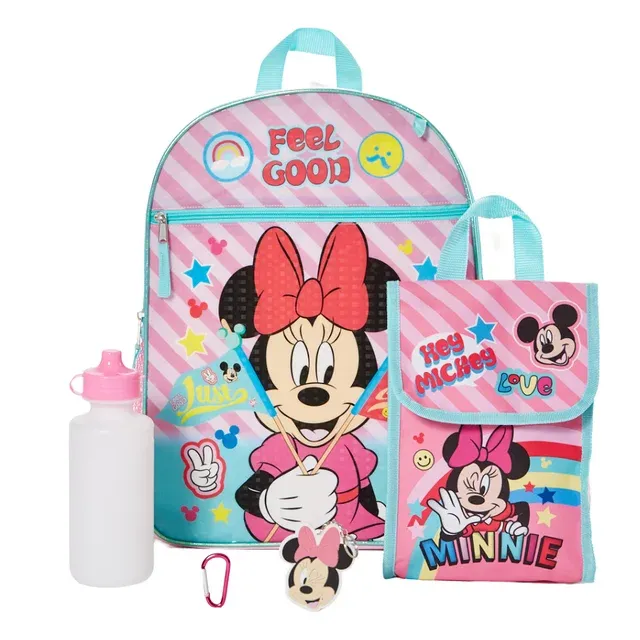 Photo 1 of Minnie Mouse Girls Backpack with Lunch Bag and Water Bottle 5 Piece Set 16 inch
