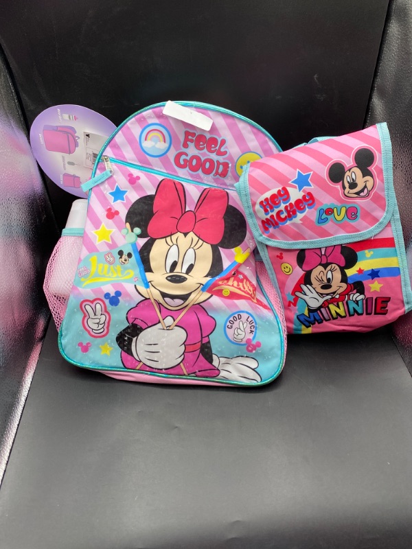 Photo 2 of Minnie Mouse Girls Backpack with Lunch Bag and Water Bottle 5 Piece Set 16 inch
