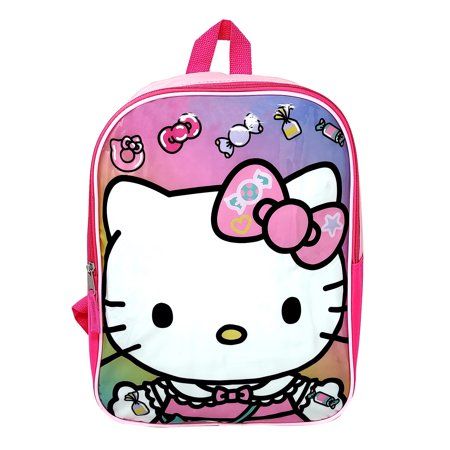 Photo 1 of Hello Kitty Backpack 15 Sanrio Candies Bows Cat Pink Flat Front
