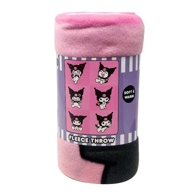 Photo 2 of Girls Sanrio Kuromi Throw Blanket 45" x 60" Evil Cute Expressions Pink
