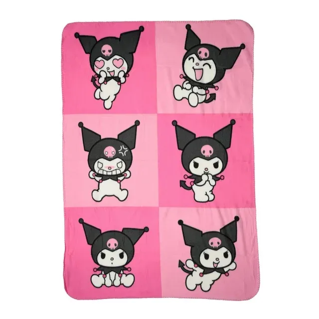 Photo 1 of Girls Sanrio Kuromi Throw Blanket 45" x 60" Evil Cute Expressions Pink
