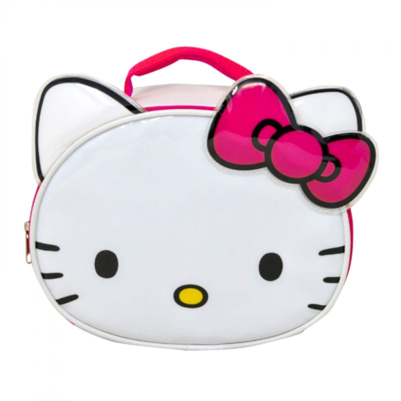 Photo 1 of Hello Kitty 865299 Polyester Hello Kitty Face Shaped Lunch Bag with Bow Pink & White

