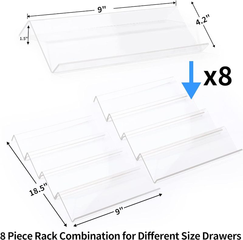 Photo 2 of MIUKAA Clear Acrylic Spice Drawer Organizer, 4 Tier- 2 Set Expandable From 9" to 18" Seasoning Jars Drawers Insert, Kitchen Spice Rack Tray for Drawer/Countertop (Jars not included)
