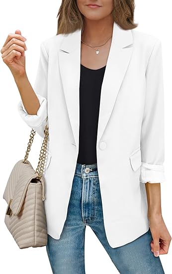 Photo 1 of (XL) AUTOMET Womens Bussiness Casual Blazers Open Front Long Sleeve Work Office Blazer Jacket Spring Fashion 2024
size XL