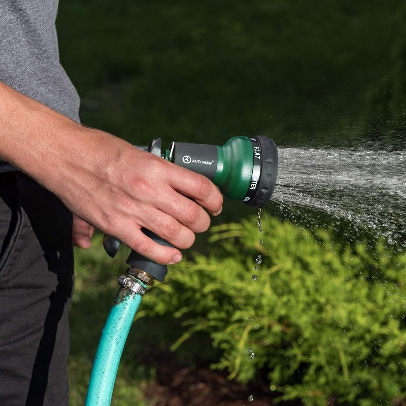 Photo 2 of AUTOMAN-Garden-Hose-Nozzle,ABS Water Spray Nozzle with Heavy Duty 7 Adjustable Watering Patterns,Slip Resistant for Plants,Lawn,Washing Cars,Cleaning,Showering Pets & Outdoor Fun.
