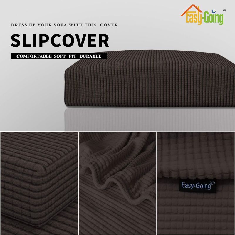 Photo 3 of Easy-Going Stretch Cushion CoverSofa Cushion Furniture Protector Sofa Seat Sofa slipcover Sofa Cover Soft Flexibility with Elastic Bottom(Sofa Cushion,Chocolate)
