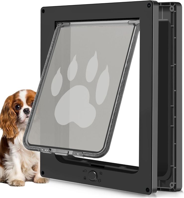 Photo 1 of CEESC Dog Door for Pets Up to 20lb, Weatherproof Pet Door for Cats and Dogs, Durable, Snap-in Closing Panel Included, Suitable for Interior and Exterior Doors(Small Black)
