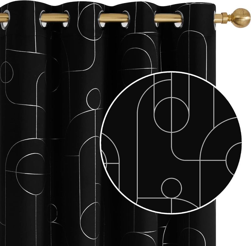 Photo 1 of Deconovo Black Blackout Curtains 84 Inches Long, Room Darkening Curtains for Bedroom Living Room, Soundproof Drapes (52x84 Inch, Black, 2 Panels)
