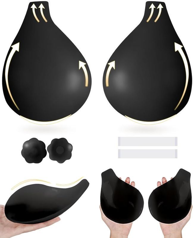 Photo 1 of APOWUS Sticky Bras for Women Push Up Adhesive Invisible Bra Backless Strapless Bra for Big Busted Reusable with Nipple Covers
