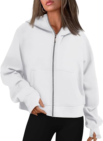 Photo 1 of (S) AUTOMET Womens Zip Up Cropped Hoodies Fleece Oversized Sweatshirts Full Zip Jackets Y2k Fall Clothes 2024 Fashion Outfits- size small
