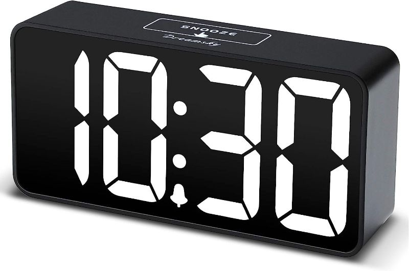 Photo 1 of DreamSky Compact Digital Alarm Clock with USB Charging Port, 0-100% Brightness Dimmer, Large Bold Number Display, Adjustable Alarm Volume, 12/24Hr, Snooze, Small Desk Clocks for Bedroom Bedside
