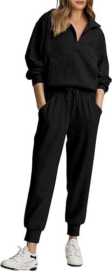 Photo 1 of (XL) PRETTYGARDEN Womens 2 Piece Sweatsuits Set Long Sleeve Half Zip Pullover Sweatshirt Joggers Sweatpants Fall Outfits Tracksuit- size XL
