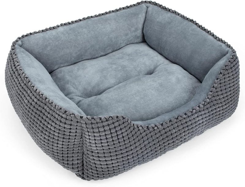 Photo 1 of MIXJOY Dog Bed for Large Medium Small Dogs, Rectangle Washable Sleeping Orthopedic Pet Sofa Bed, Soft Calming Cat/Puppy Beds for Indoor Cats, Anti-Slip Bottom with Multiple Size (20'', Grey)
