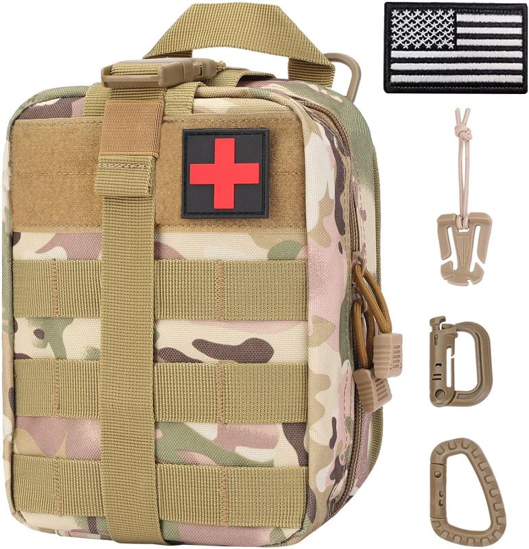 Photo 1 of Phoking Tactical First Aid Pouch 1000D Ifak Pouch Rip Away Medical Bag Organizer Military Tactical Tear Away Medical Pouch Empty Small Medical Bag Molle EMT Pouches
