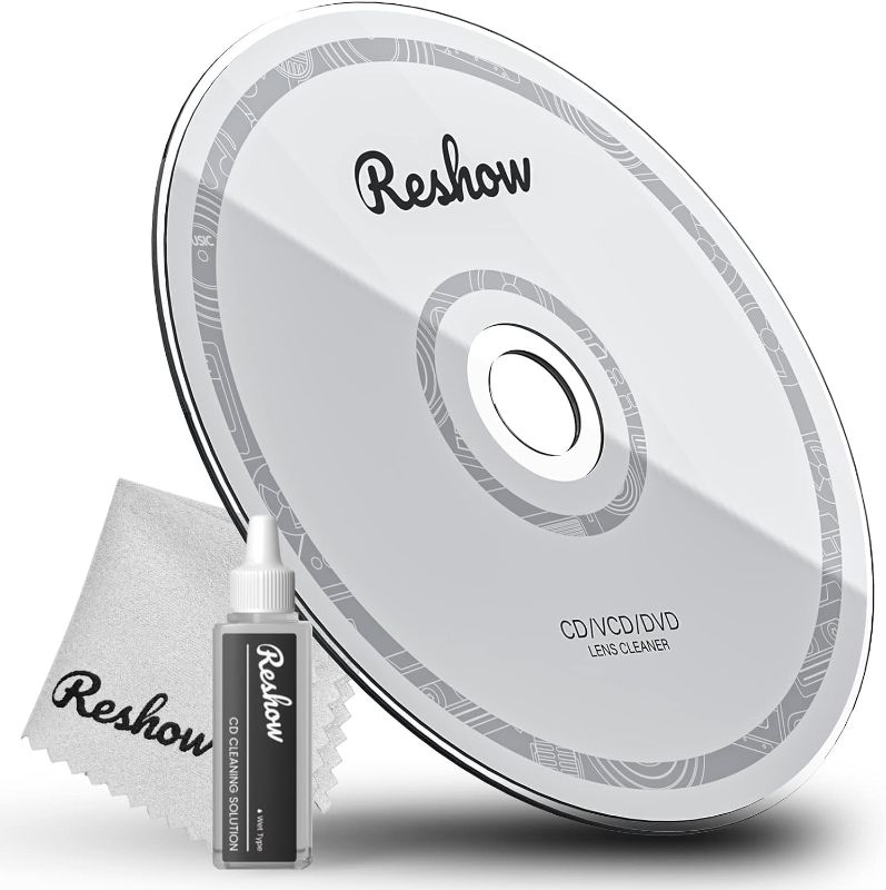 Photo 1 of Reshow Laser Lens Disc Cleaner kit for CD & DVD Player Without Scratching The Optics - Included Microfiber Cloth, Cleaning Disc and Cleaning Solution (1 Bottles of Cleaning Fluid)
