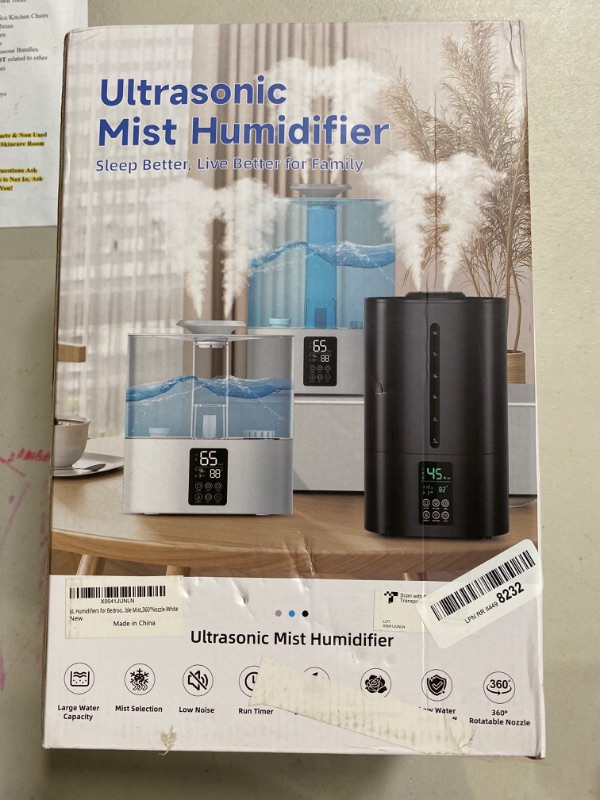 Photo 2 of 6L Humidifiers for Bedroom Large Room Home, Cool and Warm Humidifiers for Baby and Plants Mist Top Fill Desk Humidifiers Essential Oil Diffuser, Quiet Humidifiers with Adjustable Mist,360°Nozzle-White
