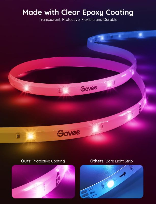 Photo 2 of Govee 100ft RGBIC LED Strip Lights, Smart LED Lights Work with Alexa and Google Assistant, WiFi App Control Segmented DIY Multiple Colors, Color Changing Lights Music Sync, LED Lights for Bedroom
