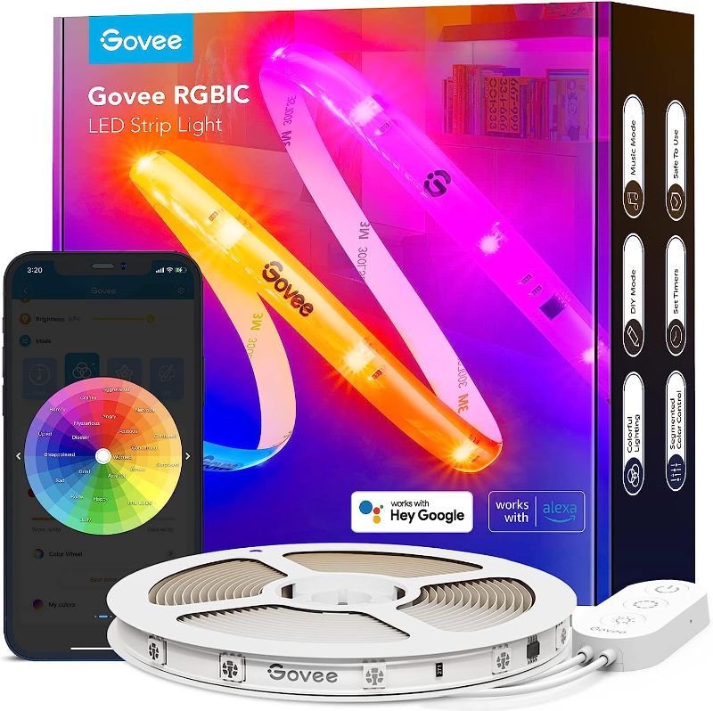 Photo 1 of Govee RGBIC Pro LED Strip Lights, 32.8ft Color Changing Smart LED Strips, Works with Alexa and Google, Segmented DIY, Music Sync, WiFi and App Control, LED Lights for Bedroom, Living Room
