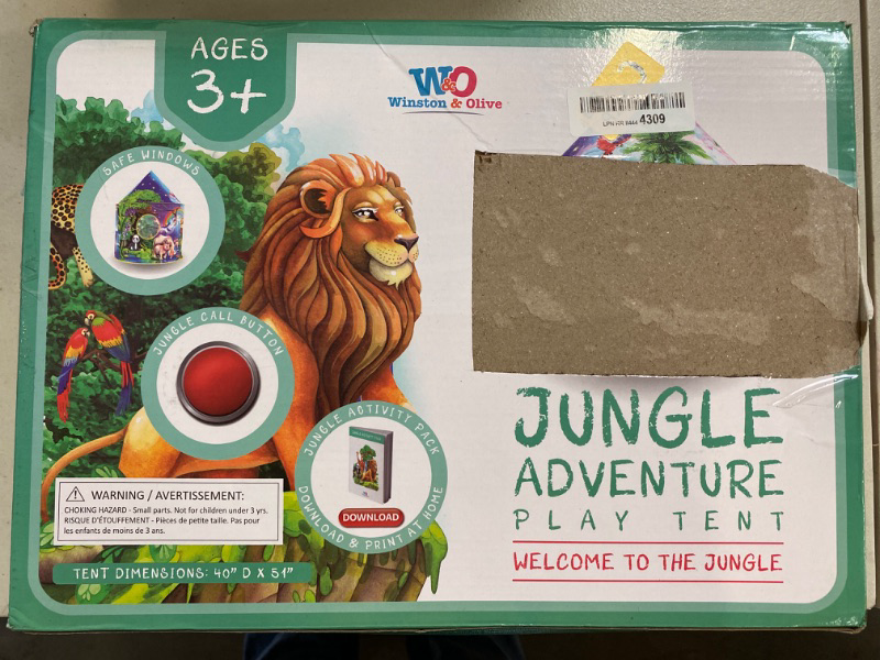 Photo 2 of W&O Jungle Adventure Kids Tent with Jungle Call Button, Safari Animals, Pop Up Kids Play Tent for Boys & Girls, Outdoor & Indoor Tents for Kids
