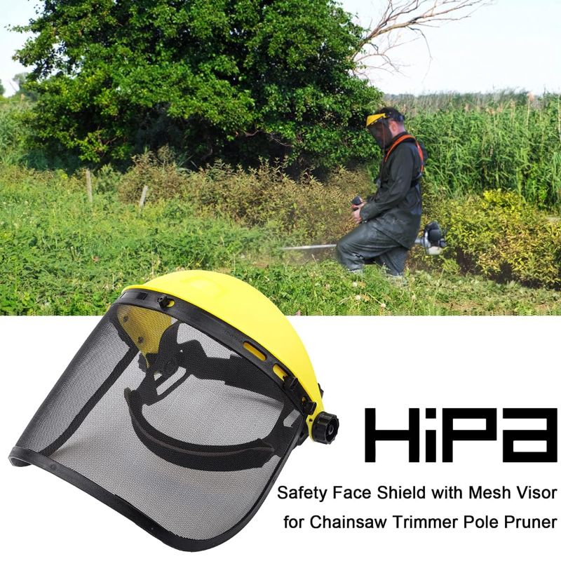 Photo 1 of Hipa Safety Face Shield with Mesh Visor for Weed Eating Whacking Mesh Face Shield Chainsaw Protective Helmet
