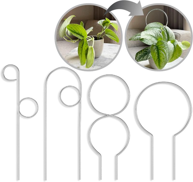 Photo 1 of Small Metal Trellis for Indoor Plants Metal Plant Stake for Climbing House Plants Plant Support for Potted Plants Orchids, Monstera, Pothos, Ivy, Hoya, Philodendron Set of 4 (Simply Silver)
