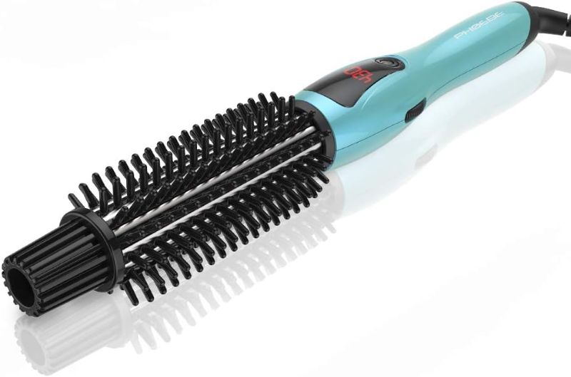 Photo 1 of Curling Iron Brush, Dual Voltage Travel 1 Inch Ceramic Tourmaline Ionic Hair Curler Hot Brush, Professional Anti-Scald Instant Heat Up Curling Wands, Heated Styler Brush for Long Hair
