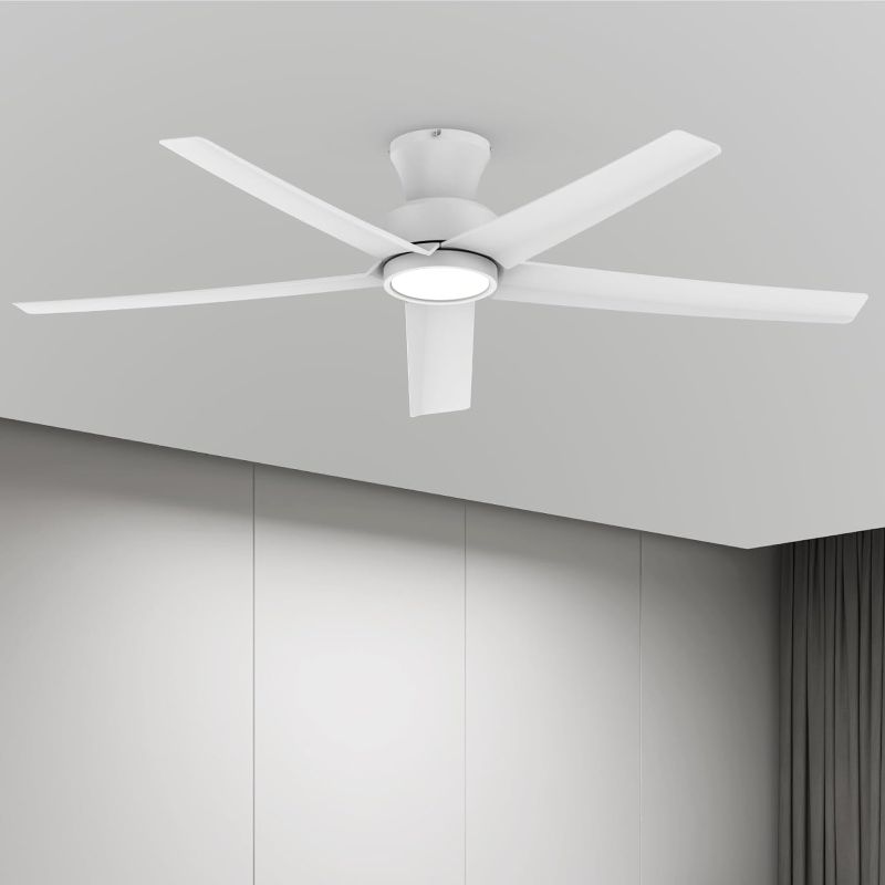 Photo 1 of ocioc 52 inch Ceiling Fans with Lights, Large Air Volume Ceiling Fans with Reversible Quiet DC Motor and Remote?White?
