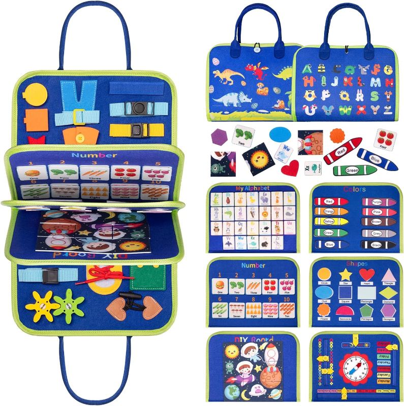 Photo 1 of Busy Board for Toddlers Sensory Toys - Montessori Toys for 1 Year Old - Airplane Travel Essentials for 1-4 Year Old Boys Educational Games - Preschool Learning Toys Quiet Book for Basic Dress Skills
