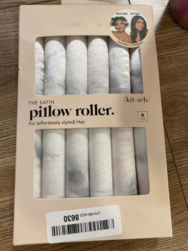 Photo 2 of Kitsch Satin Pillow Rollers for Hair - Soft Rollers for Hair, Softer than Silk Rollers for Hair Styling, Flexible Curling Rod, Satin Rollers for All Hair Types, Heatless Satin Hair Curler - 6pc Marble
